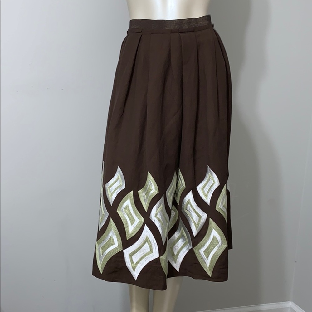 Body by Victoria brown embroidered skirt